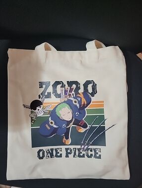 Anime One Piece Collection x Miniso Roronoa Zoro Zipper Canvas Tote Bag Egghead